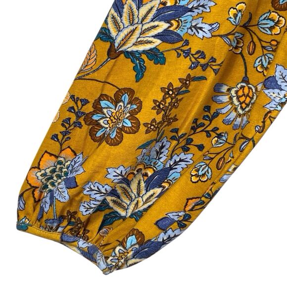 SOFT SURROUNDINGS Lorna Button Front Top Size 1X Golden Floral Long Sleeve Boho - Picture 8 of 16